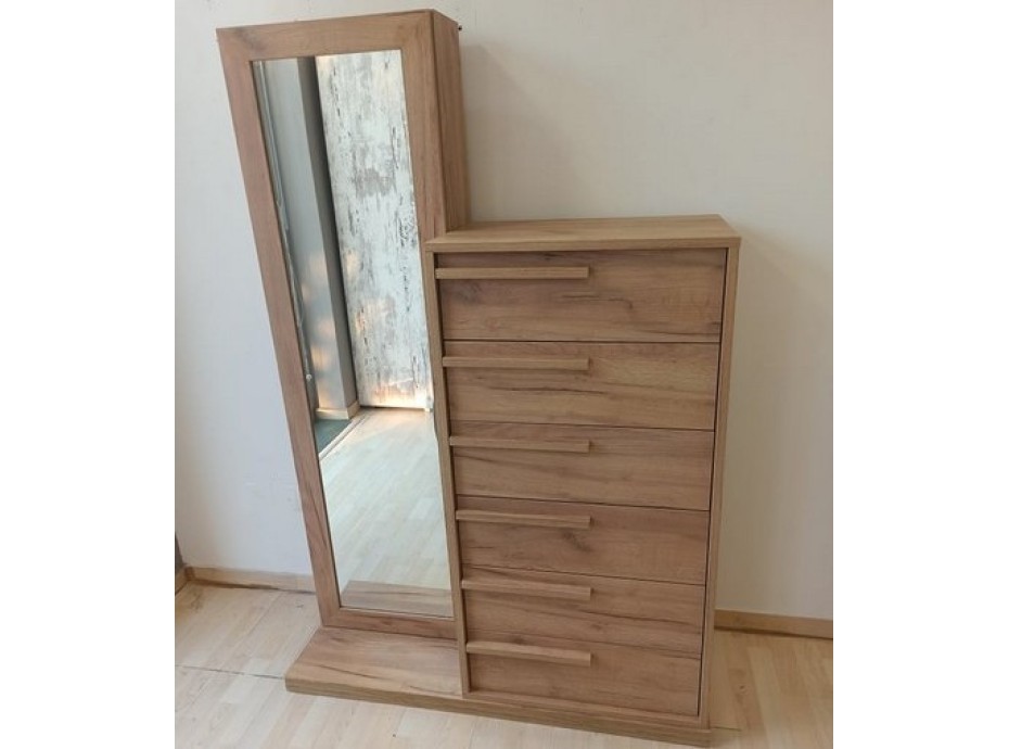 RUSTIC CHEST OF DRAWERS HIGH & BOUDOIR MIRROR (TS) CHEST OF DRAWERS